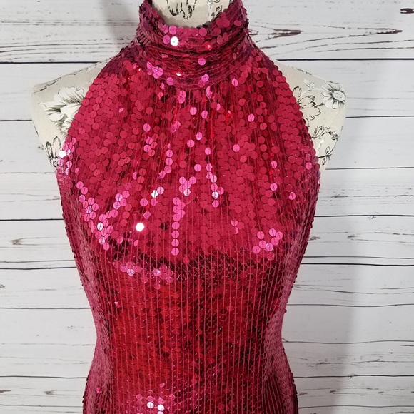 Amazing sequin hot pink holiday party dress sz 12 - Picture 2 of 8